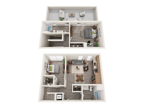 Floor plan for 2 beds, 2 baths, 1259 sqft